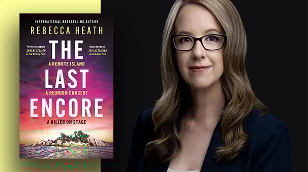 content tile image of the last encore book jacket alongside the author rebecca heath